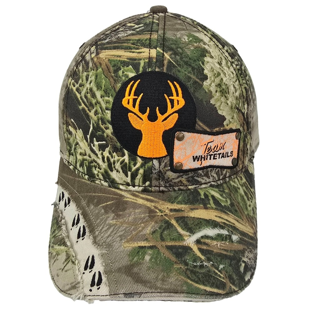 Whitetails Unlimited Team Whitetails Hat OSFA Camo Distressed Hunting Buck Cap